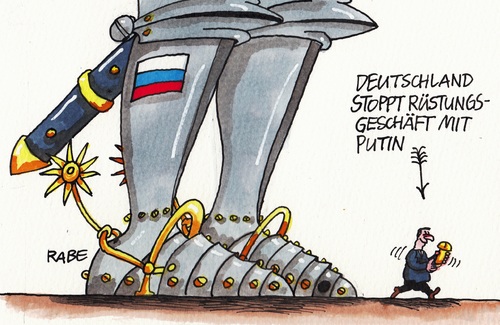 Cartoon: Waffenlieferung (medium) by RABE tagged gabriel,spd,waffenlieferung,rüstungsstopp,rüstungsindustrie,putin,russland,moskau,kremlchef,ukraine,ukrainekrise,stopp,rabe,ralf,böhme,cartoon,karikatur,pressezeichnung,farbcartoon,tagescartoon,ritter,ritterüstung,schrauben,nieten,waffenlobbyisten,rüstungskonzerne,waffenexport,gabriel,spd,waffenlieferung,rüstungsstopp,rüstungsindustrie,putin,russland,moskau,kremlchef,ukraine,ukrainekrise,stopp,rabe,ralf,böhme,cartoon,karikatur,pressezeichnung,farbcartoon,tagescartoon,ritter,ritterüstung,schrauben,nieten,waffenlobbyisten,rüstungskonzerne,waffenexport