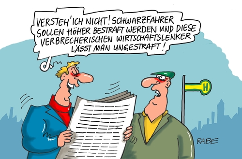 Cartoon: Wirtschaftskapitäne (medium) by RABE tagged wirtschaftskapitäne,wirtschaftslenker,schwarzgeld,pleite,schließung,schwarzfahrer,bus,bahn,rabe,ralf,böhme,cartoon,karikatur,pressezeichnung,farbcartoon,tagescartoon,haltestelle,zeitungsleser,strafe,strafgebühr,bestrafung,wirtschaftskapitäne,wirtschaftslenker,schwarzgeld,pleite,schließung,schwarzfahrer,bus,bahn,rabe,ralf,böhme,cartoon,karikatur,pressezeichnung,farbcartoon,tagescartoon,haltestelle,zeitungsleser,strafe,strafgebühr,bestrafung