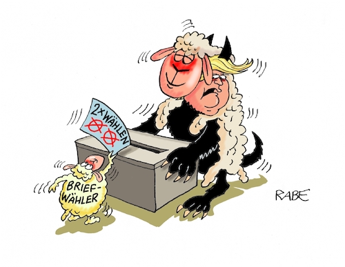 Cartoon: Wolf in der Wahlurne (medium) by RABE tagged trump,usa,president,bolton,literatur,bücher,rabe,ralf,böhme,cartoon,karikatur,pressezeichnung,farbcartoon,tagescartoon,enthüllung,enthüllungsroman,enthüllungsbücher,präsidentschaftswahl,joe,biden,harris,wahlkampf,briefwahl,briefwähler,wahlurne,schaf,schafspelz,wolf,doppelwahl,wahlbetrug,trump,usa,president,bolton,literatur,bücher,rabe,ralf,böhme,cartoon,karikatur,pressezeichnung,farbcartoon,tagescartoon,enthüllung,enthüllungsroman,enthüllungsbücher,präsidentschaftswahl,joe,biden,harris,wahlkampf,briefwahl,briefwähler,wahlurne,schaf,schafspelz,wolf,doppelwahl,wahlbetrug