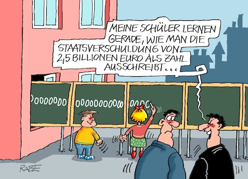 Cartoon: Zahlenübung (medium) by RABE tagged ampel,ampelregierung,rot,grün,gelb,fdp,spd,grüne,rabe,ralf,böhme,cartoon,karikatur,pressezeichnung,farbcartoon,tagescartoon,pöbelei,pöbler,bestrafung,regelung,beschimpfung,bundestag,abgeordnete,schulden,schuldenbremse,staatsverschuldung,billionen,euro,null,nullen,schüler,lehrer,kreide,schreibübung,schultafel,ampel,ampelregierung,rot,grün,gelb,fdp,spd,grüne,rabe,ralf,böhme,cartoon,karikatur,pressezeichnung,farbcartoon,tagescartoon,pöbelei,pöbler,bestrafung,regelung,beschimpfung,bundestag,abgeordnete,schulden,schuldenbremse,staatsverschuldung,billionen,euro,null,nullen,schüler,lehrer,kreide,schreibübung,schultafel