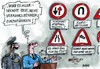 Cartoon: Verkehrssünder (small) by RABE tagged bundesregierung,kanzlerin,merkel,cdu,csu,kohl,altkanzler,koalition,fdp,schwarzgelb,liberale,westerwelle,aussenminister,euro,krise,schuldenkrise,brüssel,rettungsschirm,steuererhöhung,sparpaket,anleger,spekulanten,verkehrszeichen,verkehrsschilder,verbotszei