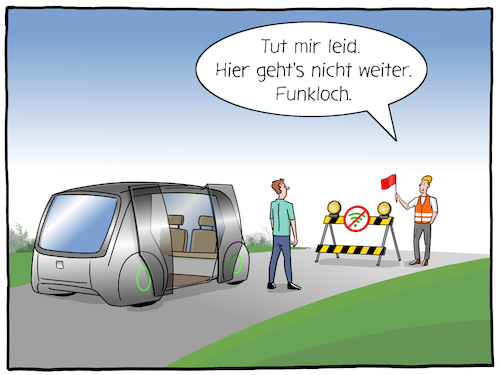 Cartoon: 5G (medium) by Cloud Science tagged auto,autonomes,fahren,fahrzeug,verkehr,mobilitaet,zukunft,disruption,selbstfahrendes,selbstfahrend,5g,wlan,netz,internet,funkloch,strassensperre,digitalisierung,digital,it,technologie,technik,daten,iot,empfang,mobil,logistik,automobil,connected,car,infrastruktur,illustration,moeller,vernetzung,auto,autonomes,fahren,fahrzeug,verkehr,mobilitaet,zukunft,disruption,selbstfahrendes,selbstfahrend,5g,wlan,netz,internet,funkloch,strassensperre,digitalisierung,digital,it,technologie,technik,daten,iot,empfang,mobil,logistik,automobil,connected,car,infrastruktur,illustration,moeller,vernetzung