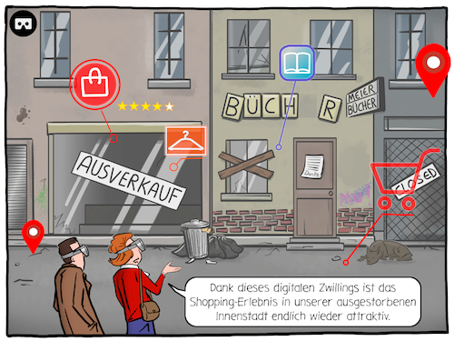 Cartoon: Aussterben der Innenstädte (medium) by Cloud Science tagged digitaler,zwilling,einzelhandel,staedtesterben,innenstadt,geisterstadt,digitalisierung,digital,tech,technologie,shopping,handel,stationaer,stationaerer,city,stadt,vr,virtual,reality,virtuelle,realitaet,ar,augmented,kunden,technik,wirtschaft,business,zukunft,trend,gesellschaft,disruption,innovation,wandel,smart,transformation,kritik,infrastruktur,digitaler,zwilling,einzelhandel,staedtesterben,innenstadt,geisterstadt,digitalisierung,digital,tech,technologie,shopping,handel,stationaer,stationaerer,city,stadt,vr,virtual,reality,virtuelle,realitaet,ar,augmented,kunden,technik,wirtschaft,business,zukunft,trend,gesellschaft,disruption,innovation,wandel,smart,transformation,kritik,infrastruktur