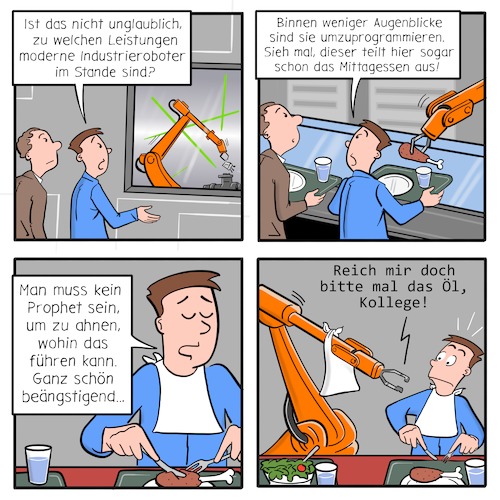 Cartoon: Automatisierung (medium) by Cloud Science tagged automatisierung,roboter,robotik,digitalisierung,ki,kuka,industrie,40,industrieroboter,autonom,machine,learning,produktion,business,it,digiatl,tech,technik,technologie,disruption,ersetzen,comic,webcomic,stellenabbau,automatisierung,roboter,robotik,digitalisierung,ki,kuka,industrie,40,industrieroboter,autonom,machine,learning,produktion,business,it,digiatl,tech,technik,technologie,disruption,ersetzen,comic,webcomic,stellenabbau