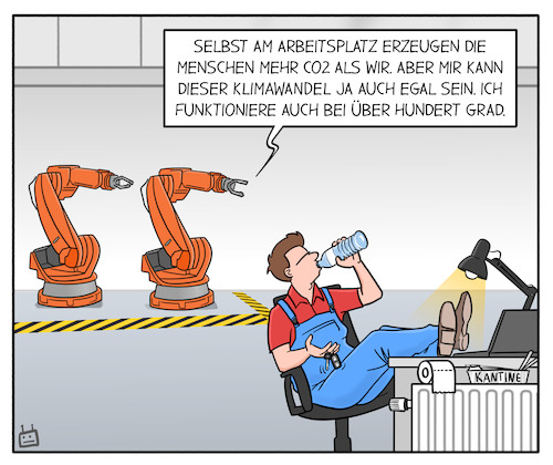 Cartoon: CO2 Bilanz (medium) by Cloud Science tagged co2,bilanz,automatisierung,roboter,robotik,industrieroboter,zukunft,innovation,produktion,klimawandel,nachhaltigkeit,ki,künstliche,intelligenz,fabrik,fertigung,fußabdruck,produktivität,techik,technologie,maschine,arbeitsplatz,umwelt,co2,bilanz,automatisierung,roboter,robotik,industrieroboter,zukunft,innovation,produktion,klimawandel,nachhaltigkeit,ki,künstliche,intelligenz,fabrik,fertigung,fußabdruck,produktivität,techik,technologie,maschine,arbeitsplatz,umwelt