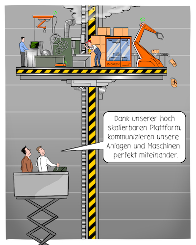 Cartoon: Industrie Plattform (medium) by Cloud Science tagged industrie40,industrie,iot,internet,der,dinge,wirtschaft,business,robotik,automation,plattform,plattformoekonomie,smart,factory,fabrik,fertigung,produktion,illustration,daten,austausch,vernetzung,kommunikation,it,transformation,disruption,zukunft,trend,digitalisierung,digital,technik,tech,technologie,technology,platform,ki,cloud,erp,bci,schnittstelle,industrie40,industrie,iot,internet,der,dinge,wirtschaft,business,robotik,automation,plattform,plattformoekonomie,smart,factory,fabrik,fertigung,produktion,illustration,daten,austausch,vernetzung,kommunikation,it,transformation,disruption,zukunft,trend,digitalisierung,digital,technik,tech,technologie,technology,platform,ki,cloud,erp,bci,schnittstelle