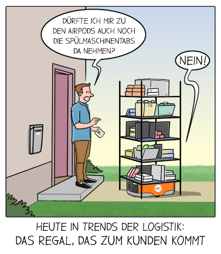 Cartoon: Logistik Trend (medium) by Cloud Science tagged logistik,automatisierung,lager,picker,lieferung,letzte,meile,kommissionierung,roboter,regal,ware,kunde,bestellung,it,business,innovation,technik,digitalisierung,zukunft,autonom,digital,logistik,automatisierung,lager,picker,lieferung,letzte,meile,kommissionierung,roboter,regal,ware,kunde,bestellung,it,business,innovation,technik,digitalisierung,zukunft,autonom,digital