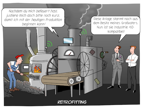 Cartoon: Retrofitting (medium) by Cloud Science tagged retrofit,industrie,iot,internet,der,dinge,vernetzung,smart,factory,intelligenz,ki,ai,sensoren,wirtschaft,produktion,fertigung,fabrik,anlage,digitalisierung,digital,aufruesten,investition,innovation,disruption,technologie,tech,daten,vernetzt,buzzword,computer,technik,retrofit,industrie,iot,internet,der,dinge,vernetzung,smart,factory,intelligenz,ki,ai,sensoren,wirtschaft,produktion,fertigung,fabrik,anlage,digitalisierung,digital,aufruesten,investition,innovation,disruption,technologie,tech,daten,vernetzt,buzzword,computer,technik