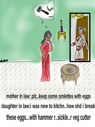 Cartoon: Omlette making (medium) by anupama tagged breaking