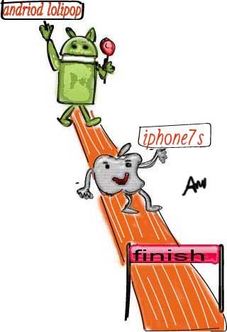 Cartoon: Race of andriod nd iphone (medium) by anupama tagged race