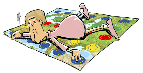 Cartoon: EuroTwister2 (medium) by stip tagged twister,merkel,europa,elections,germany,wahlen,twister,merkel,europa,elections,germany,wahlen