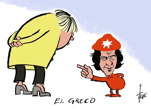 Cartoon: Alexis Tsipras (medium) by tiede tagged alexis,tsipras,elgreco,merkel,euro,eu,cheguevara,che,alexis,tsipras,elgreco,merkel,euro,eu,cheguevara,che