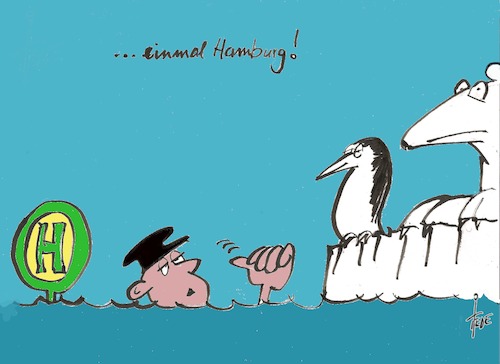 Cartoon: ...einmal Hamburg (medium) by tiede tagged klimawandel,greta,thunberg,hamburg,meeresspiegel,tiede,cartoon,karikatur,klimawandel,greta,thunberg,hamburg,meeresspiegel,tiede,cartoon,karikatur