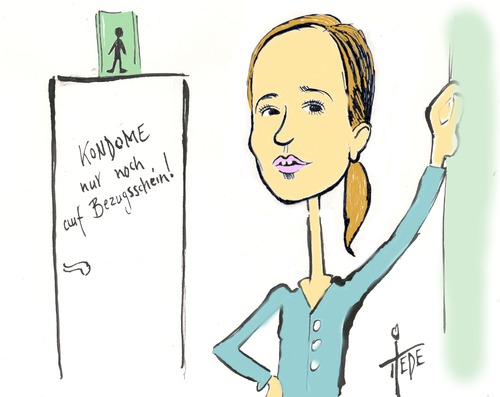 Cartoon: Kristina Schröder (medium) by tiede tagged kristina,schröder,kondom,familienministerin,geburten,tiede,joachim,tiedemann,karikatur,cartoon,kristina,schröder,kondom,familienministerin,geburten,tiede,joachim,tiedemann,karikatur,cartoon