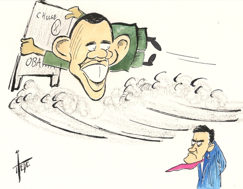 Cartoon: Obamas Hurrikan (medium) by tiede tagged karikatur,cartoon,tiedemann,joachim,tiede,hurricane,hurrikan,wahlkampf,usa,elections,romney,obama,obama,romney,elections,usa,wahlkampf,hurrikan,hurrican,tiede,joachim,tiedemann,cartoon,karikatur