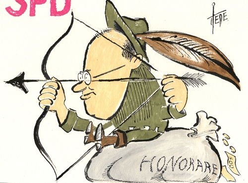 Cartoon: Robin Hood 2012 ff (medium) by tiede tagged karikatur,cartoon,tiedemann,joachim,tiede,nebentätigkeit,gerechtigkeit,kanzlerkandidat,spd,steinbrück,peer,peer,steinbrück,spd,kanzlerkandidat,gerechtigkeit,nebentätigkeit,tiede,joachim,tiedemann,cartoon,karikatur