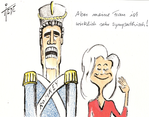 Cartoon: Romney (medium) by tiede tagged mitt,romney,ann,wahlkampf,usa,obama,nussknacker,tiede,joachim,tiedemann,cartoon,karikatur,mitt,romney,ann,wahlkampf,usa,obama,nussknacker,tiede,joachim,tiedemann,cartoon,karikatur