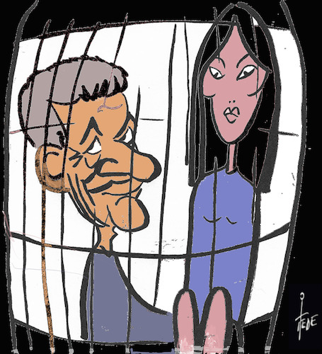 Cartoon: Sarkozy - homeoffice (medium) by tiede tagged sarkozy,carla,bruni,homeoffice,verurteilung,tiede,cartoon,karikatur,sarkozy,carla,bruni,homeoffice,verurteilung,tiede,cartoon,karikatur