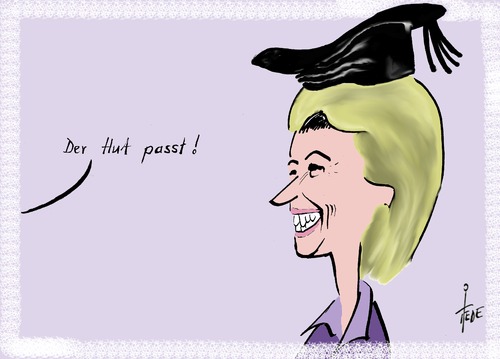 Cartoon: von der Leyen (medium) by tiede tagged der,von,leyen,dissertation,abgeschrieben,von,der,leyen,dissertation,abgeschrieben