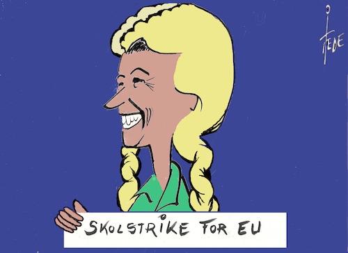 Cartoon: von der Leyen (medium) by tiede tagged skolstrike,eu,von,der,leyen,greta,thunberg,tiede,cartoon,karikatur,skolstrike,eu,von,der,leyen,tiede,cartoon,karikatur