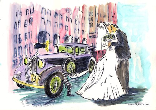 Cartoon: Hochzeit auf dem Balkan (medium) by Zlatko Iv tagged hochzeit,balkan,automo,danke,kaerad,land,kultur,bile,love,liebe