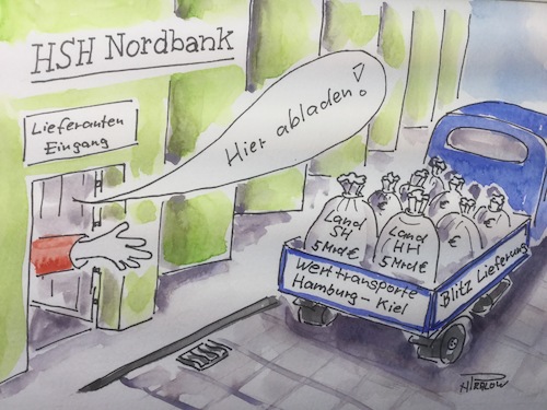 Cartoon: Einzahlung (medium) by Pralow tagged hamburg,schleswig,holstein,bank,kredite,abwicklung,parlamente,steuerzahler,korruption,managergehälter,missmanagement,hamburg,schleswig,holstein,bank,kredite,abwicklung,parlamente,steuerzahler,korruption,managergehälter,missmanagement