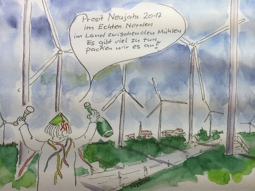 Cartoon: Prost Neujahr 2017 (medium) by Pralow tagged energiewende,alternative,energien,windkraft,bürgerwillen,parteien,stellungnahmen,abstandsregelungen,schattenwurf,energieerzeugung,energiewende,alternative,energien,windkraft,bürgerwillen,parteien,stellungnahmen,abstandsregelungen,schattenwurf,energieerzeugung