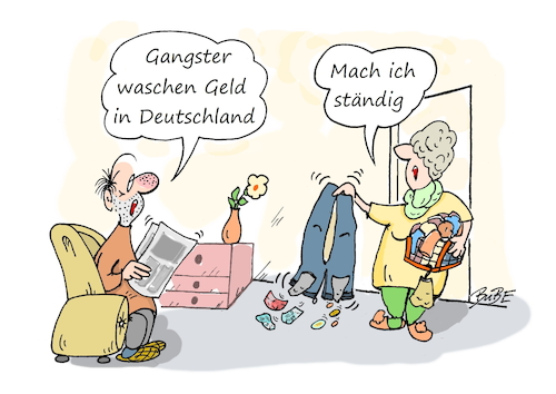 Cartoon: Geldwäsche (medium) by BuBE tagged geld,gangster,banken,wäsche,haushalt,zeitungsartikel,presseinfo,geld,gangster,banken,wäsche,haushalt,zeitungsartikel,presseinfo