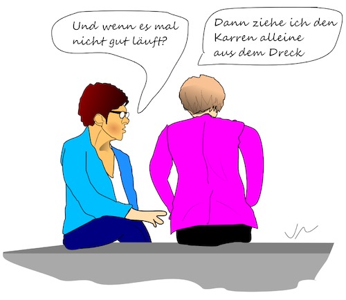 Cartoon: AKK Karren (medium) by Jochen N tagged annegret,kramp,karrenbauer,akk,cdu,vorsitzende,kanzlerkandidat,söder,merz,angela,merkel,rücktritt,dreck