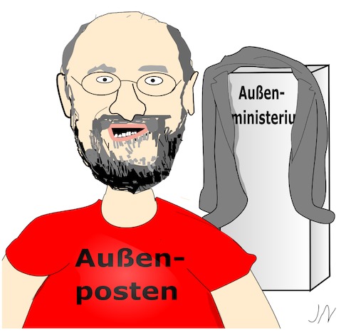 Cartoon: Ein hohes Amt bekleiden (medium) by Jochen N tagged martin,schulz,spd,außenminister,außenministerium,minister,amt,gabriel,nahles,groko,bundestagswahl,große,koalition,posten