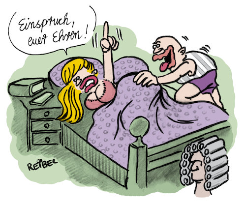 Cartoon: Einspruch (medium) by REIBEL tagged recht,jura,richter,gericht,ehe,bett,schlafzimmer,migräne,einspruch,lust,frau,mann,recht,jura,richter,gericht,ehe,bett,schlafzimmer,migräne,einspruch,sex,lust,frau,mann