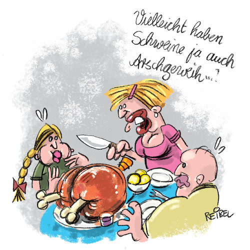 Cartoon: Gammelfleisch (medium) by REIBEL tagged tattoo,braten,gammel,fleisch,essen,familie,tisch,messer,mutter,vater,kind,herkunft,kannibale,tattoo,braten,gammel,fleisch,essen,familie,tisch,messer,mutter,vater,kind,herkunft,kannibale