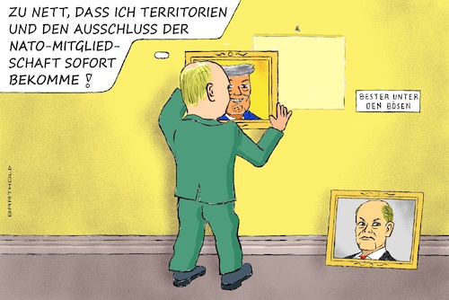 Cartoon: Bilderaustausch (medium) by Barthold tagged putin,russischer,ehrentitel,bester,der,bösen,verleihung,donald,trump,wegen,vorabzugeständnissen,ukraine,friedensverhandlungen,abtretung,verzicht,territorien,verweigerung,nato,mitgliedschaft,cartoon,karikatur,barthold,putin,russischer,ehrentitel,bester,der,bösen,verleihung,donald,trump,wegen,vorabzugeständnissen,ukraine,friedensverhandlungen,abtretung,verzicht,territorien,verweigerung,nato,mitgliedschaft,cartoon,karikatur,barthold