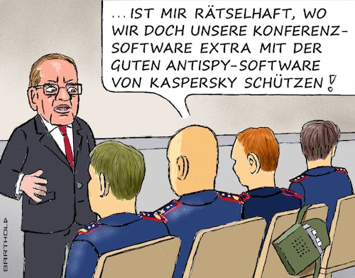 Cartoon: Bitte eine Erklärung! (medium) by Barthold tagged russland,vertrauliches,gespräch,bundeswehroffiziere,abgehört,zugespielt,abhöraffaire,leak,gegenstand,einsatz,taurus,ukraine,modalitäten,ausschluss,kriegsbeteiligung,boris,pistorius,ingo,gerhartz,inspekteur,kassettenrecorder,kaspersky,cartoon,barthold,russland,vertrauliches,gespräch,bundeswehroffiziere,abgehört,zugespielt,gegenstand,einsatz,taurus,ukraine,modalitäten,ausschluss,kriegsbeteiligung,boris,pistorius,ingo,gerhartz,inspekteur,kassettenrecorder,cartoon,karikatur,barthold