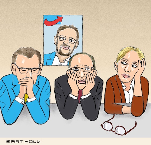 Cartoon: Kein Landratsmandat errungen! (medium) by Barthold tagged afd,landratswahlen,sachsen,2022,sieglos,tino,chrupalla,jörg,urban,parteichef,alice,weidel,plakat,rolf,weigand,kandidat,mittelsachsen,lange,gesichter,cartoon,karikatur,barthold,afd,landratswahlen,sachsen,2022,sieglos,tino,chrupalla,jörg,urban,parteichef,alice,weidel,plakat,rolf,weigand,kandidat,mittelsachsen,lange,gesichter,cartoon,karikatur,barthold