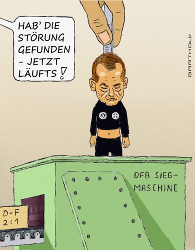 Cartoon: Reparatur erfolgreich! (medium) by Barthold tagged fußball,bundestrainer,hansi,flick,schlechte,bilanz,entlassung,ersatztrainer,rudi,föller,sieg,gegner,frankreich,dfb,siegmaschine,reparatur,entfernung,trainer,pinzette,cartoon,karikatur,barthold,fußball,bundestrainer,hansi,flick,schlechte,bilanz,entlassung,ersatztrainer,rudi,föller,sieg,gegner,frankreich,dfb,siegmaschine,reparatur,entfernung,trainer,pinzette,cartoon,karikatur,barthold