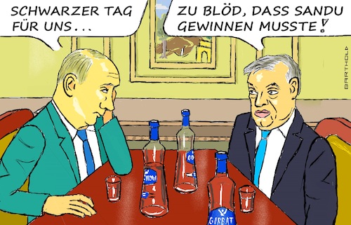 Cartoon: Sieg Sandu - n. alle glücklich (medium) by Barthold tagged republik,moldau,präsidentenwahl,2024,sieg,maia,sandu,europafreundlich,prowestlich,wladimir,putin,viktor,orban,traurig,wodka,gorbatschow,cartoon,karikatur,barthold,republik,moldau,präsidentenwahl,2024,sieg,maia,sandu,europafreundlich,prowestlich,wladimir,putin,viktor,orban,traurig,wodka,gorbatschow,cartoon,karikatur,barthold