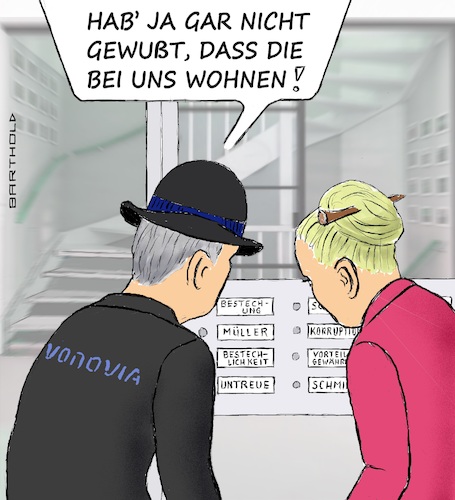 Cartoon: Sind total überrascht! (medium) by Barthold tagged staatsanwaltliche,ermittlungen,vonovia,immobilienkonzern,bochum,verdacht,bestechung,bestechlichkeit,untreue,korruption,vorteilsgewährung,vorteilsannahme,steuerhinterziehung,manager,sekretärin,klingelschilder,cartoon,karikatur,barthold,staatsanwaltliche,ermittlungen,vonovia,immobilienkonzern,bochum,verdacht,bestechung,bestechlichkeit,untreue,korruption,vorteilsgewährung,vorteilsannahme,steuerhinterziehung,manager,sekretärin,klingelschilder,cartoon,karikatur,barthold