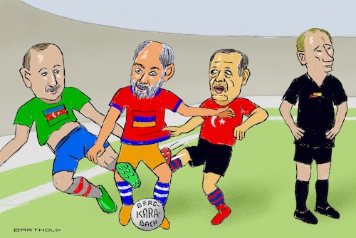 Cartoon: Spielball (medium) by Barthold tagged auseinandersetzung,krise,aserbaidschan,ilham,aliyev,armenien,nikol,paschinjan,versagen,schutzmacht,russland,wladimir,putin,vertreibung,entrechtung,bewohner,bergkarabach,fußball,foul,foulspiel,cartoon,karikatur,barthold,auseinandersetzung,krise,aserbaidschan,ilham,aliyev,armenien,nikol,paschinjan,versagen,schutzmacht,russland,wladimir,putin,vertreibung,entrechtung,bewohner,bergkarabach,fußball,foul,foulspiel,cartoon,karikatur,barthold