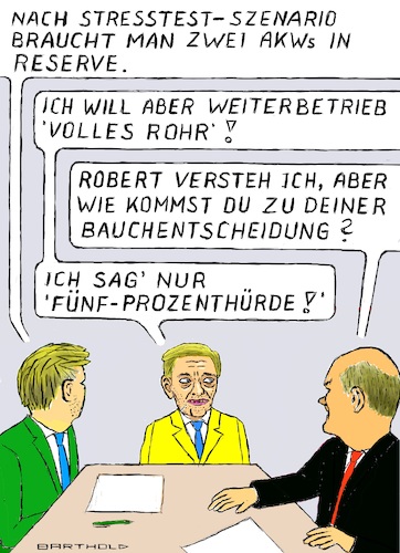 Cartoon: verlängerte Laufzeiten (medium) by Barthold tagged streit,laufzeiten,akws,ampel,ampelspitzengespräch,robert,habeck,christian,lindner,olaf,scholz,wahlergebnis,niedersachsen,fdp,verfehlt,einzug,landtag,cartoon,karikatur,barthold,streit,laufzeiten,akws,ampel,ampelspitzengespräch,robert,habeck,christian,lindner,olaf,scholz,wahlergebnis,niedersachsen,fdp,verfehlt,einzug,landtag,cartoon,karikatur,barthold