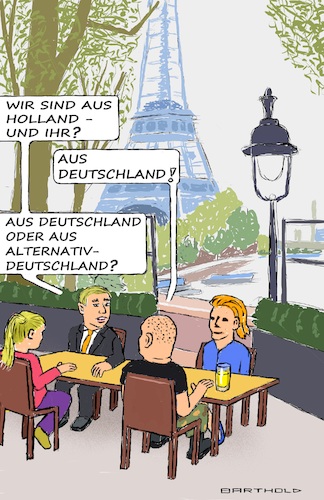 Cartoon: Wenn es im Osten so weitergeht (medium) by Barthold tagged neue,bundesländer,afd,immer,stärker,sonneberg,landrat,raguhn,bürgermeister,touristen,holländer,deutsche,paris,gespräch,dialog,cafe,gretchenfrage,alternativdeutschland,cartoon,karikatur,barthold,neue,bundesländer,afd,immer,stärker,sonneberg,landrat,raguhn,bürgermeister,touristen,holländer,deutsche,paris,gespräch,dialog,cafe,gretchenfrage,cartoon,karikatur,barthold