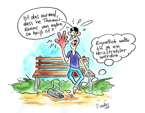 Cartoon: Thermoskanne (medium) by Jens Natter tagged verbrennung,verbrühung,cartoon,karikatur,park,parkbank,witz,zeichnng,berufe,berufswahl,entscheidung,illustration,verbrennung,verbrühung,cartoon,karikatur,park,parkbank,witz,zeichnng,berufe,berufswahl,entscheidung,illustration