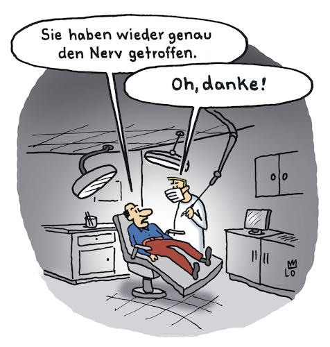 Cartoon: Beim Zahnarzt II (medium) by Lo Graf von Blickensdorf tagged zahnarzt,doktor,zähne,patient,karikatur,lo,cartoon,bohrer,nerv,nerven,zahnarztpraxis,praxis,krankenkasse,dental,behandlung,versicherungskarte,sprechstundenhilfe,zahn,wurzel,füllung,gebiss,zahnarzt,doktor,zähne,patient,karikatur,lo,cartoon,bohrer,nerv,nerven,zahnarztpraxis,praxis,krankenkasse,dental,behandlung,versicherungskarte,sprechstundenhilfe,zahn,wurzel,füllung,gebiss