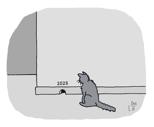 Cartoon: Das Neue Jahr (medium) by Lo Graf von Blickensdorf tagged mauseloch,katze,zeitenwende,kater,neues,jahr,2025,jahreswechsel,karikatur,lo,graf,cartoon,warten,jahresende,zukunft,mauseloch,katze,zeitenwende,kater,neues,jahr,2025,jahreswechsel,karikatur,lo,graf,cartoon,warten,jahresende,zukunft