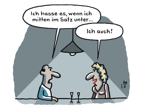 Cartoon: Einer Meinung (medium) by Lo Graf von Blickensdorf tagged mann,frau,pärchen,date,dating,einer,meinung,unterbrechen,höflichkeit,anstand,unterbrechung,karikatur,lo,graf,cartoon,meinungsverschiedenheit,mann,frau,pärchen,date,dating,einer,meinung,unterbrechen,höflichkeit,anstand,unterbrechung,karikatur,lo,graf,cartoon,meinungsverschiedenheit