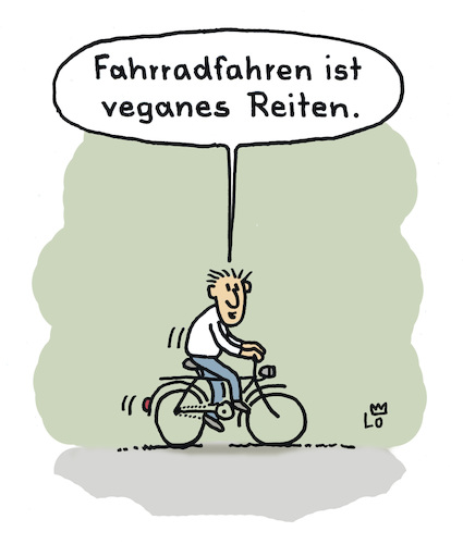 Cartoon: Fahrradfahren (medium) by Lo Graf von Blickensdorf tagged rad,fahrrad,radfahren,fahrradfahren,vegan,reiten,pferd,reiter,gesundheit,political,correct,mann,öko,karikatur,lo,cartoon,bicycle,rad,fahrrad,radfahren,fahrradfahren,vegan,reiten,pferd,reiter,gesundheit,political,correct,mann,öko,karikatur,lo,cartoon,bicycle