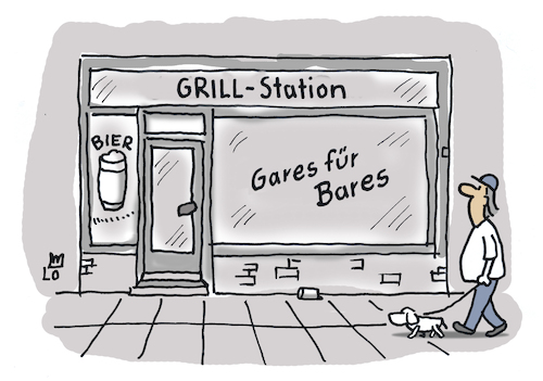 Cartoon: Gares für Bares (medium) by Lo Graf von Blickensdorf tagged grill,station,imbiss,gares,für,bares,rares,lichter,tv,imbissbude,schnellimbiss,brathähnchen,steak,karikatur,lo,graf,cartoon,wortspiel,grill,station,imbiss,gares,für,bares,rares,lichter,tv,imbissbude,schnellimbiss,brathähnchen,steak,karikatur,lo,graf,cartoon,wortspiel