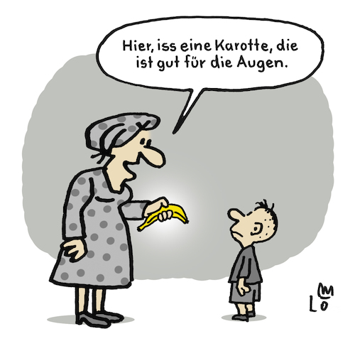 Cartoon: Gesunde Ernährung (medium) by Lo Graf von Blickensdorf tagged banane,karotte,möhren,gemüse,vegan,augen,optiker,augenarzt,karikatur,lo,graf,cartoon,mutter,kind,brille,gesunde,ernährung,vitamine,banane,karotte,möhren,gemüse,vegan,augen,optiker,augenarzt,karikatur,lo,graf,cartoon,mutter,kind,brille,gesunde,ernährung,vitamine