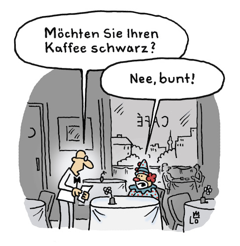 Cartoon: Kaffeepause (medium) by Lo Graf von Blickensdorf tagged nahrung,kaffee,clown,kellner,cafe,mit,milch,schwarz,karikatur,lo,graf,cartoon,wirtschaft,krise,zirkusclown,kaffeezeit,kaffeepause,nahrung,kaffee,clown,kellner,cafe,mit,milch,schwarz,karikatur,lo,graf,cartoon,wirtschaft,krise,zirkusclown,kaffeezeit,kaffeepause