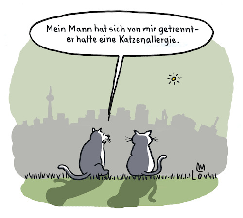 Cartoon: Katzenallergie (medium) by Lo Graf von Blickensdorf tagged katze,kater,scheidung,trennung,miau,allergie,katzenallergie,ehemann,beziehung,freund,ehe,tiere,katze,kater,scheidung,trennung,miau,allergie,katzenallergie,ehemann,beziehung,freund,ehe,tiere